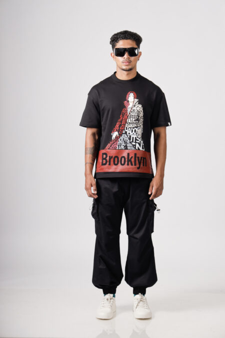 Brooklyn Stitch Men’s Itachi-Anime Mid Night Black Oversized  T-Shirt